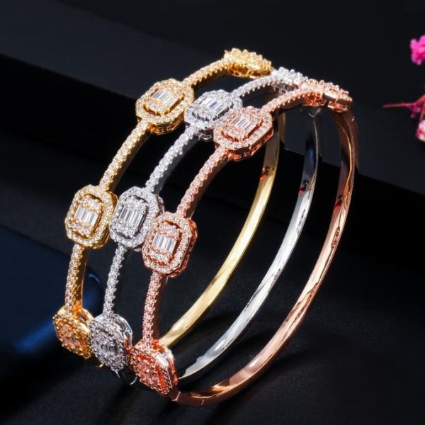 Bridal Bangles Classical Charm Shinny AAA CZ Bracelet Multicolor New Design Jewelry for Women Party