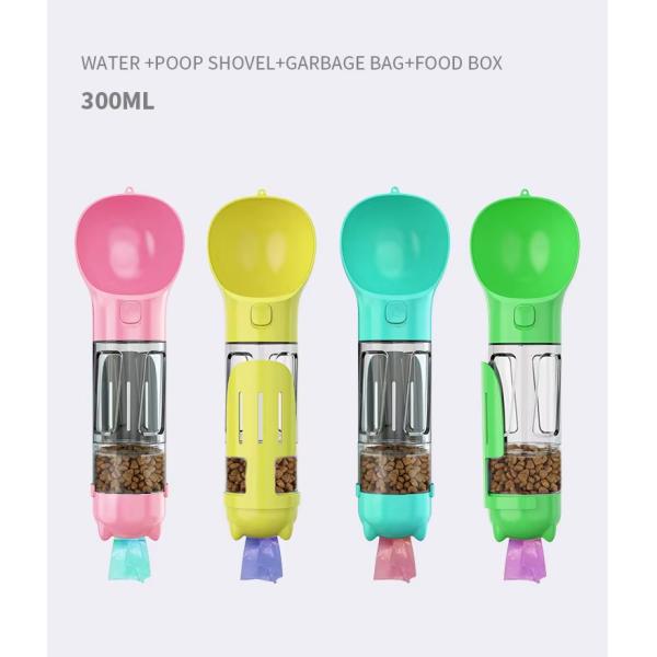 4 In 1 Dog Travel Bottles Leak Proof Portable Dog Water Dispenser Multifunctional With Poop Bag