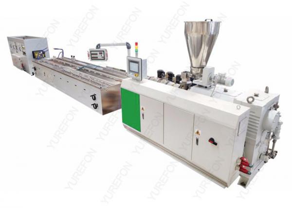 Quality 20 M Plastic PVC Profile Extrusion Line , 22 Kw High Speed Conical Twin Screw Extruder for sale