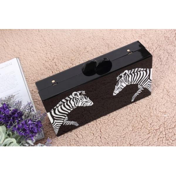 Two Zabras Pattern Acrylic Clutch Bags Black Box Size For Beautiful Girls