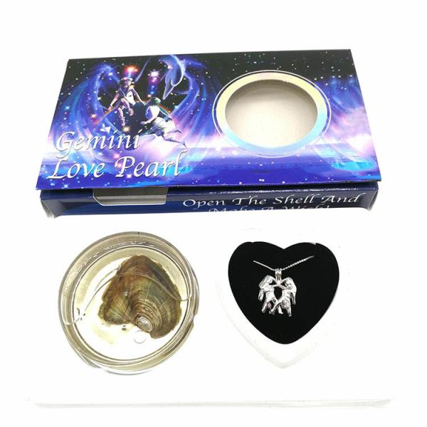 Natural Wish Freshwater Love Pearl Precious Zodiac Cage Holder Necklace Pendant Gift Set