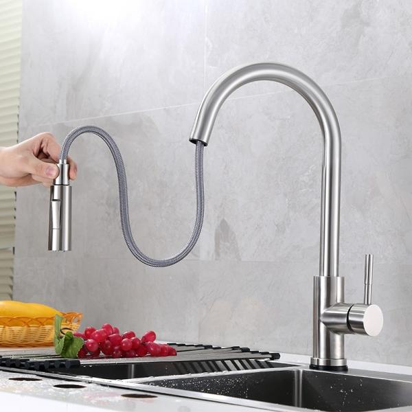 Commercial Lead Free Black Pull Out 2 Hole Kitchen Tap 35mm Ceramic Cartridge With Spray