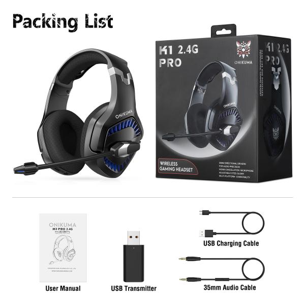 117dB 2.2kohm Onikuma K1pro 2.4G Gaming Headset