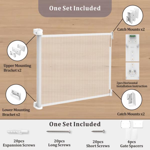 Roll Up Removable Retractable Mesh Dog Gate , Extendable Pet Mesh Guard Gate