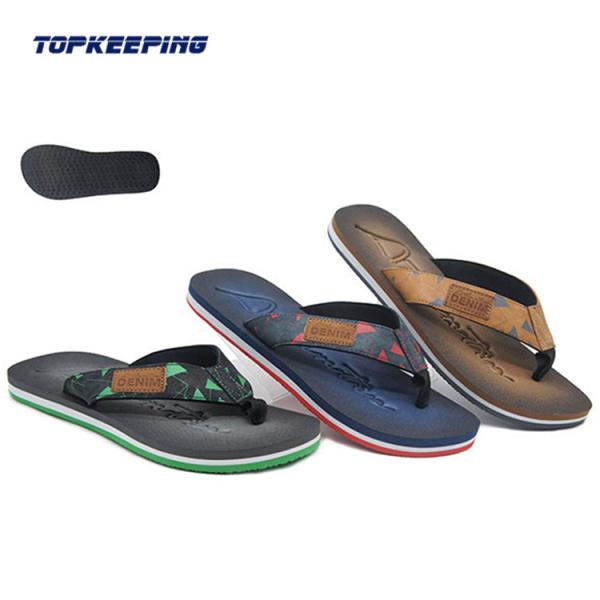 Multi Color Men Rubber 1.5cm Eva Flip Flop Slippers With Textured Logo