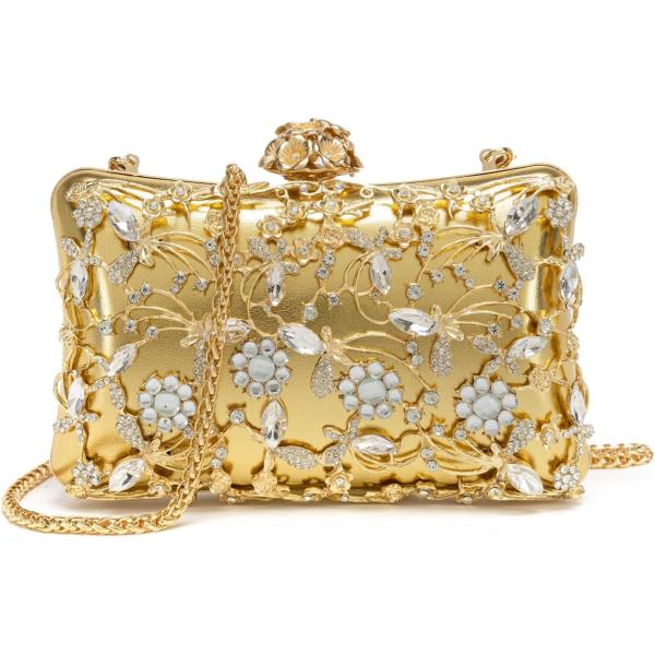 Evening Bag Clutch Purses for Women Rhinestones Purse Sparkling Party Shoulder Handbag Wedding Bag with Chain