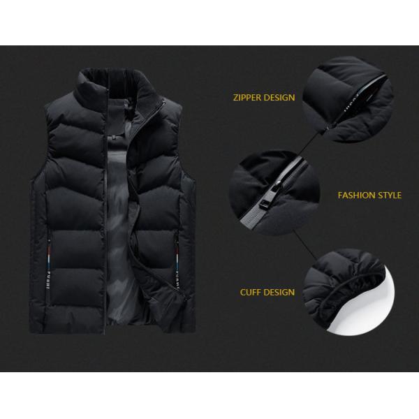 Customized Design Solid Warm Outwear Zip Sleeveless Utility Slim Cotton Quilted Waistcoat Men Plus Size Vest