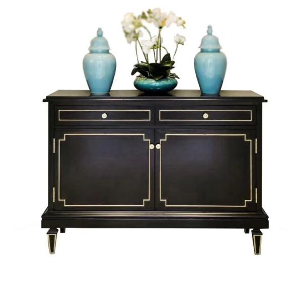 Xinyu PC002 Living Room Vintage Solid Wood Cabinet With Drawers Black
