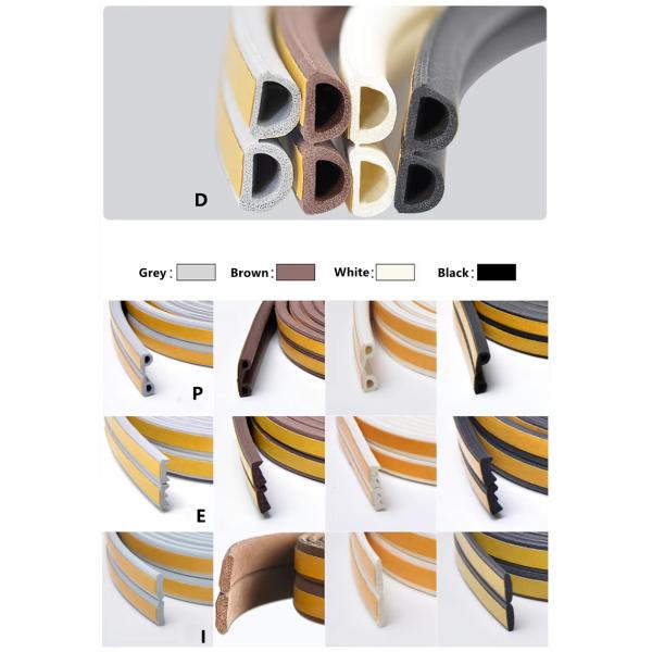 Soundproofing D Type Sponge Rubber Foam Epdm Door Edging Self-adhesive Seal Strip