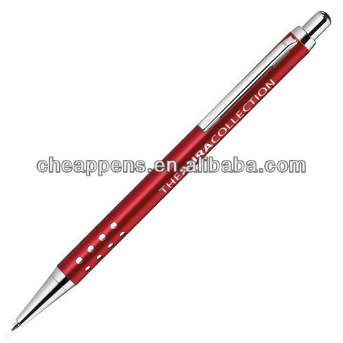 click metal aluminum ball pen with six rings,metallic barrel, cheap price