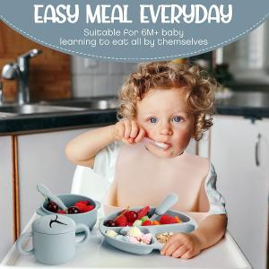 Durable Multiscene Silicone Baby Eating Set , Microwaveable Suction Dinner Set