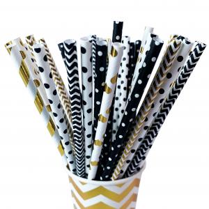 Cheap Striped Pattern Paper Drinking Straws Disposable Recyclable For Party wholesale
