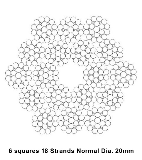 18 Strands Anti twist Galvanized Steel Wire Rope for Transmission Line Stringing 252kN 20mm Diameter