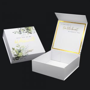 Cheap Custom Wedding Favour Invitations Bridal Bridesmaid Groomsmen Proposal Boxes Folding Magnetic Gift Box White Gold wholesale