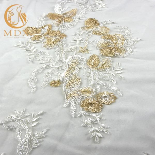 High Quality Soft Embroidered Mesh Lace Fabric Sequins 20% Polyester