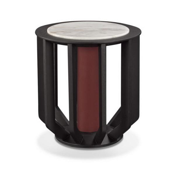 Itlay Minimalist design furniture made fron China factory by Oak wood in Red PU painting with Stone Cocktail table