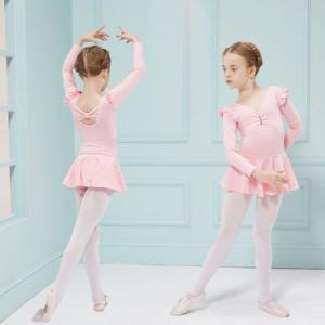 Children's autumn long butterfly sleeve dance costumes Girls rehinestones