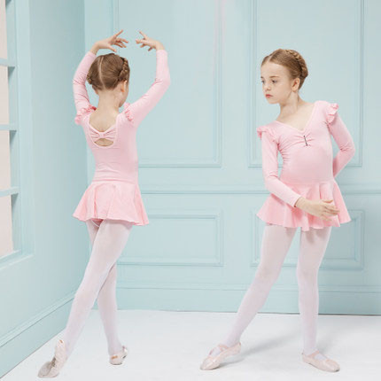 Children's autumn long butterfly sleeve dance costumes Girls rehinestones