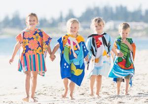 Cheap Custom Print Beach Kids Hooded Poncho Towel wholesale
