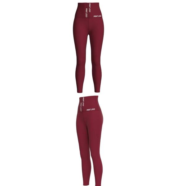 Red 89cm Latex Yoga Pants High Waisted Compression Leggings S Size