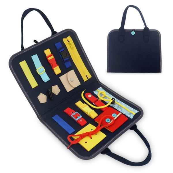 Felt Busy Board Montessori Toys for Toddler, Montessori Educational Busy playboard with latches