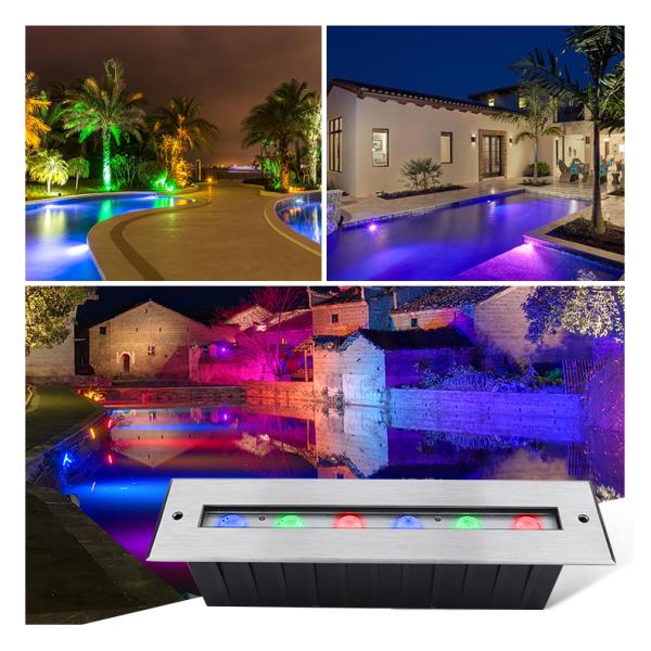 6W Linear LED Underwater Light IP68 12-24VDC Input Square LED Pool Light With two year Warranty