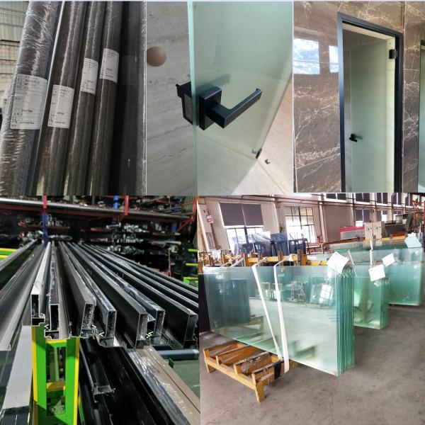 Custom Aluminum Frame Frameless Tempered Glass Door 10mm 12mm Toughened Glass Doors