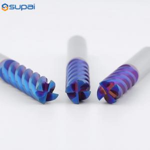 Cheap HRC65 4Flute Carbide End Mill 4mm 6mm 8mm Cutting Tools Blue Nano Coating for Hard Milling wholesale