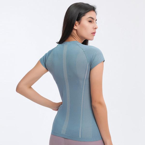 6 Colors Women's Short Sleeve Gym Tops Nylon Quick Drying Athletic Shirts