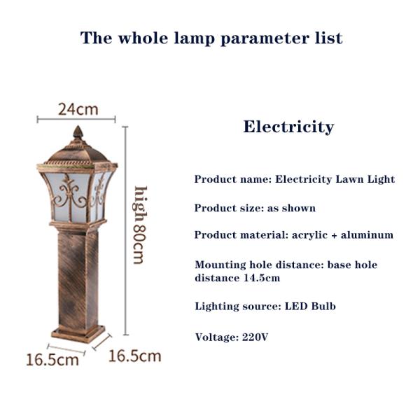 Imitation Copper Lawn Lamp Can Be Made Into Municipal Electricity Or Solar Energy, Which Is Very Luxurious