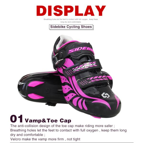Breathable Ladies Road Cycling Shoes Bright Color Printed Low Wind Resistance