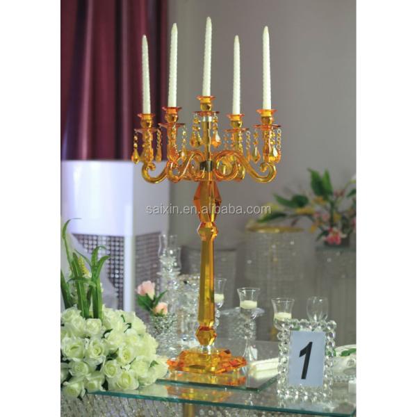 Blue Crystal Candelabra 9 Arm Crystal Chandelier Candlesticks Table Decoration