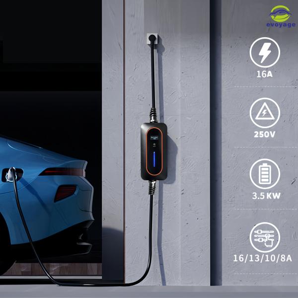 Type 2 AC Portable EV Charger 16A Schuko Plug With LCD Display