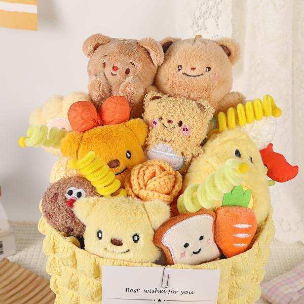 Butter Bear Cartoon Doll Cute Stuffed Animal Bouquet For Girlfriend Small Doll Gift