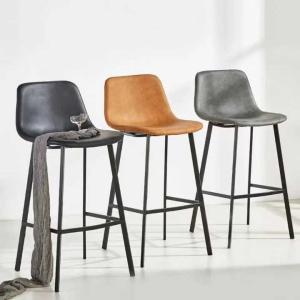 China Commercial PU Leather Bar Stools with Iron Legs on sale