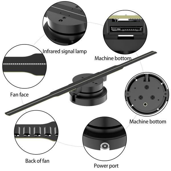 50cm 65cm 70cm 100cm LED Fan 3D Holographic Advertising Fan Hologram Projector Display