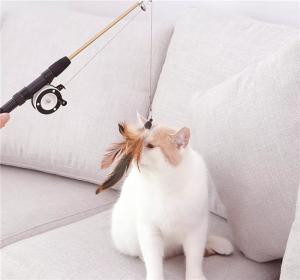 China Retractable Feather Teaser Cat Toy Plastic Material For Pet Cat Play on sale