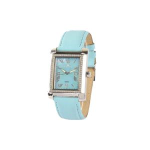 Cheap Rectangle Blue Leather Quartz Watch Stainless Steel Case MOP Dial wholesale