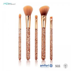 Cheap Glitter Rose Gold Ferrule Makeup Brush Gift Set 5pcs for Eyeliner Eyeshadow wholesale