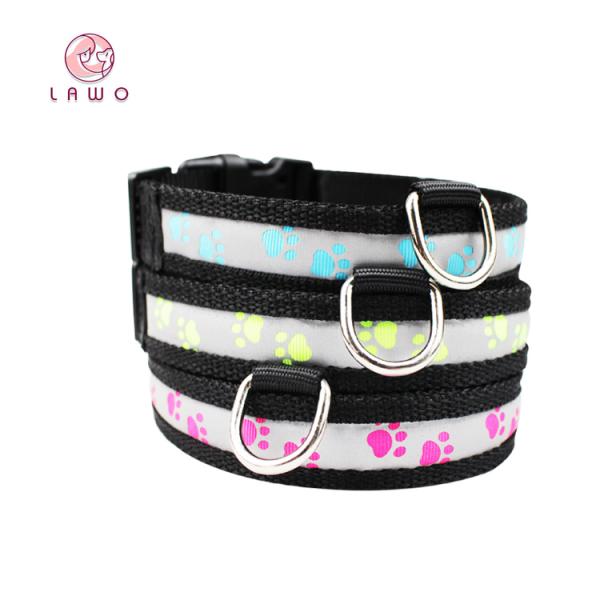 C903 Safety Nylon Webbing USB Rechargeable LED Pet Collar Leash Led Dog Collars in darkness