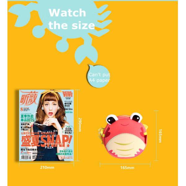 Waterproof Kids Shoulder Bag Crab Pattern , Cute Sling Bag For Girls