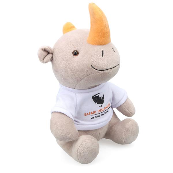 25cm Lifelike Polypropylene Cotton Filling Rhino Plush Toy For Baby