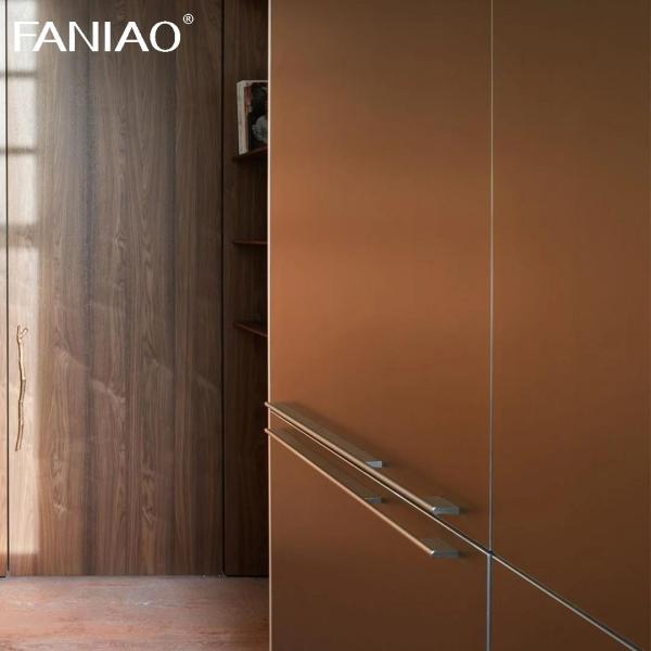 Modern Wood Grain 304 Stainless Steel Waterproof Villa Kitchen Cabinet