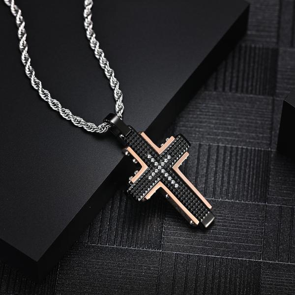 316L Stainless Steel Cross Pendant Necklace 1 Color Jesus Christ Large Cross Necklace for Men