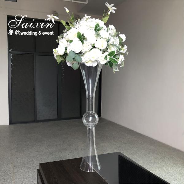 80cm-100cm Tall Black Glass Stemmed Glass Vase Hurricane For Wedding Table Centerpiece