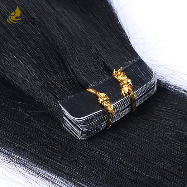 Cuticle Aligned 16 Inch Tape In Hair Extensions Virgin Remy Wigs Black