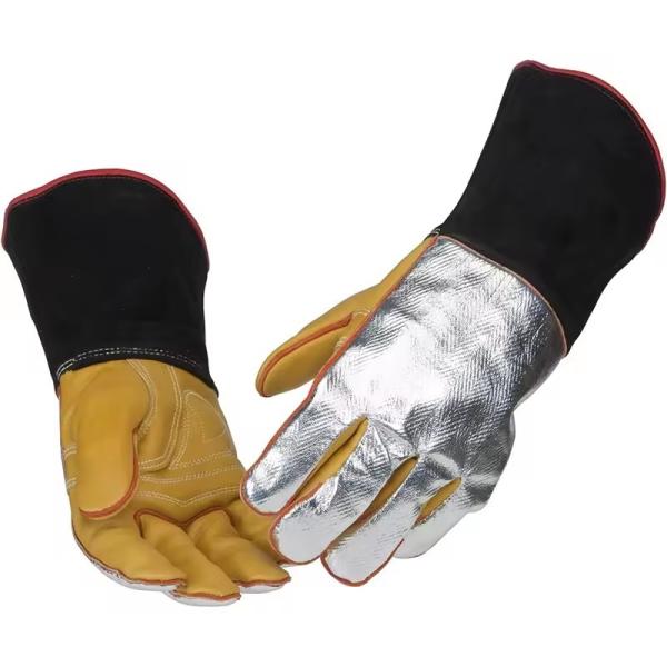 Yellow Black Weld Glove Reflective Waterproof 4 Layer Heat Shield Welding Glove Xl Leather Gloves 41cm For Welding