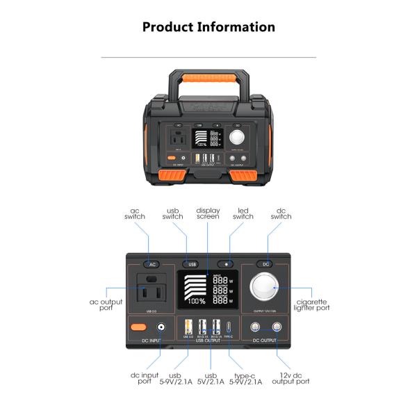 Home Outdoor Emergency Battery Backup Solar Charger Portable Generator Power Station