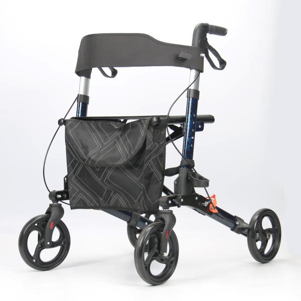 Foldable Aluminum Shopping Walker Walking Aid With Bag Crutch Place Holder Wire Brake Handle