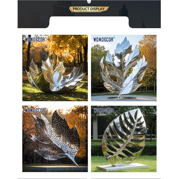 Custom Metal Abstract Hollowed-Out Maple Leaf Stainless Steel Sculpture